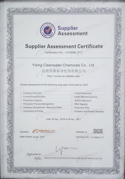 চীন Yixing Cleanwater Chemicals Co.,Ltd. সার্টিফিকেশন